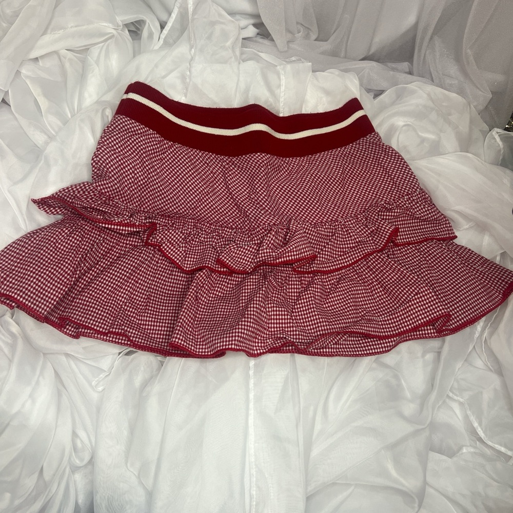 Chic Red Gingham Mini Skirt
